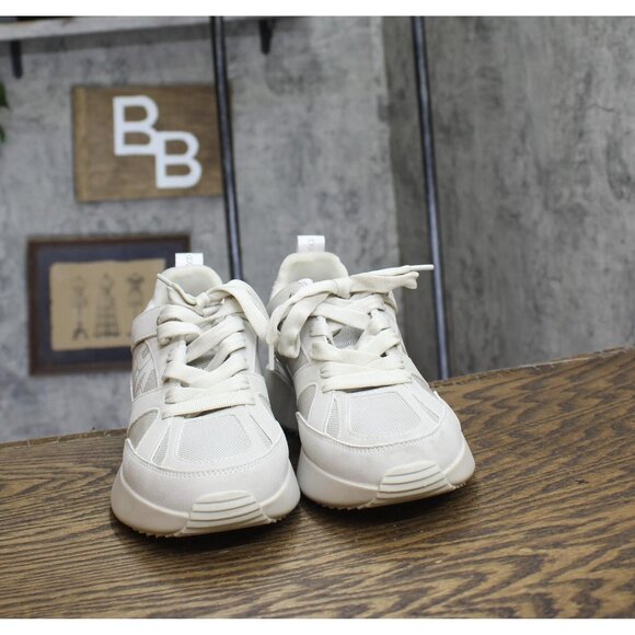 DKNY Womens Zofi Lace Up Sneaker with Logo K4402944 Soft White / Gray 8M - Picture 3 of 10